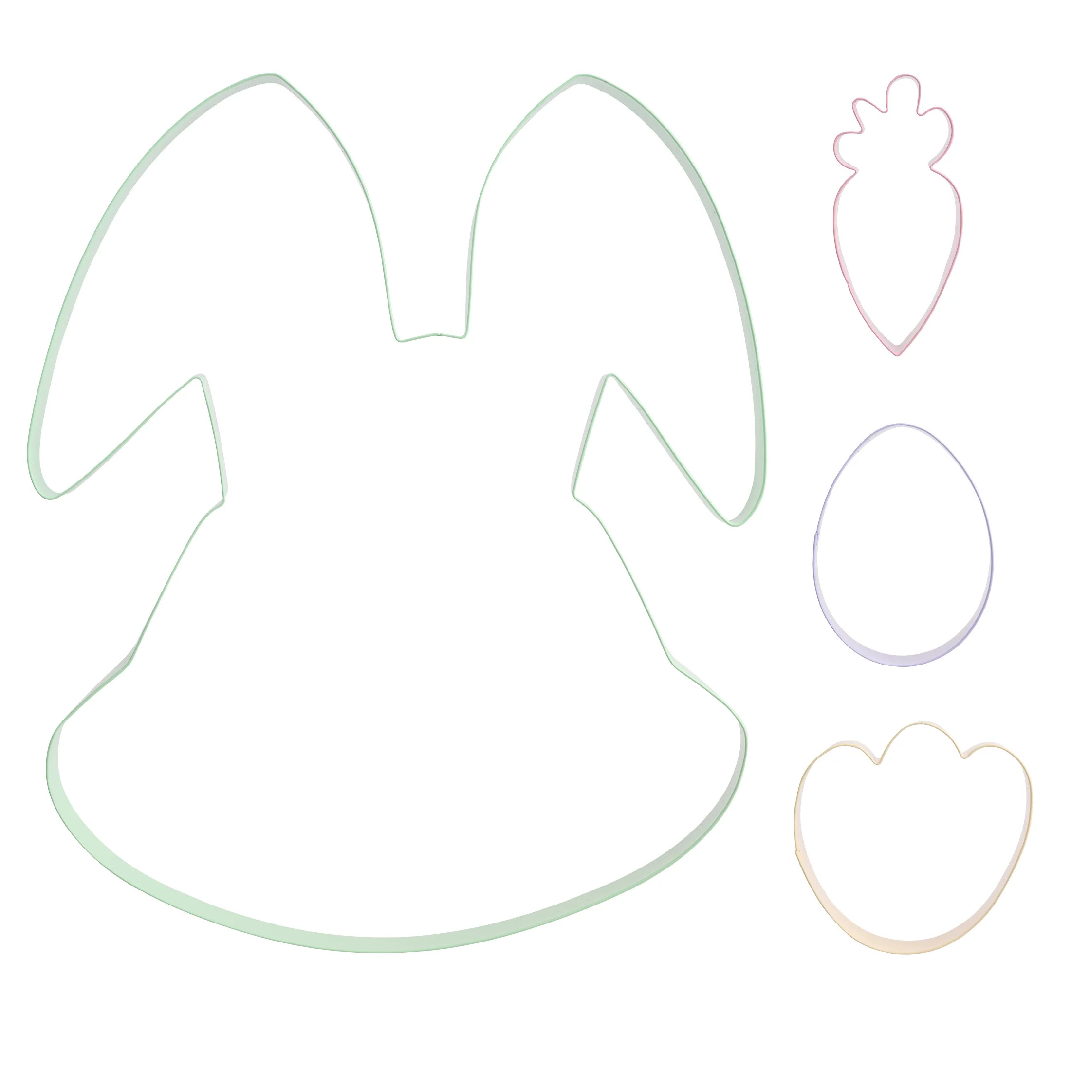 Way to Celebrate Bunny Rabbit 4-Piece Cookie Cutter Set - Green, Purple, Yellow, Pink | Walmart (US)