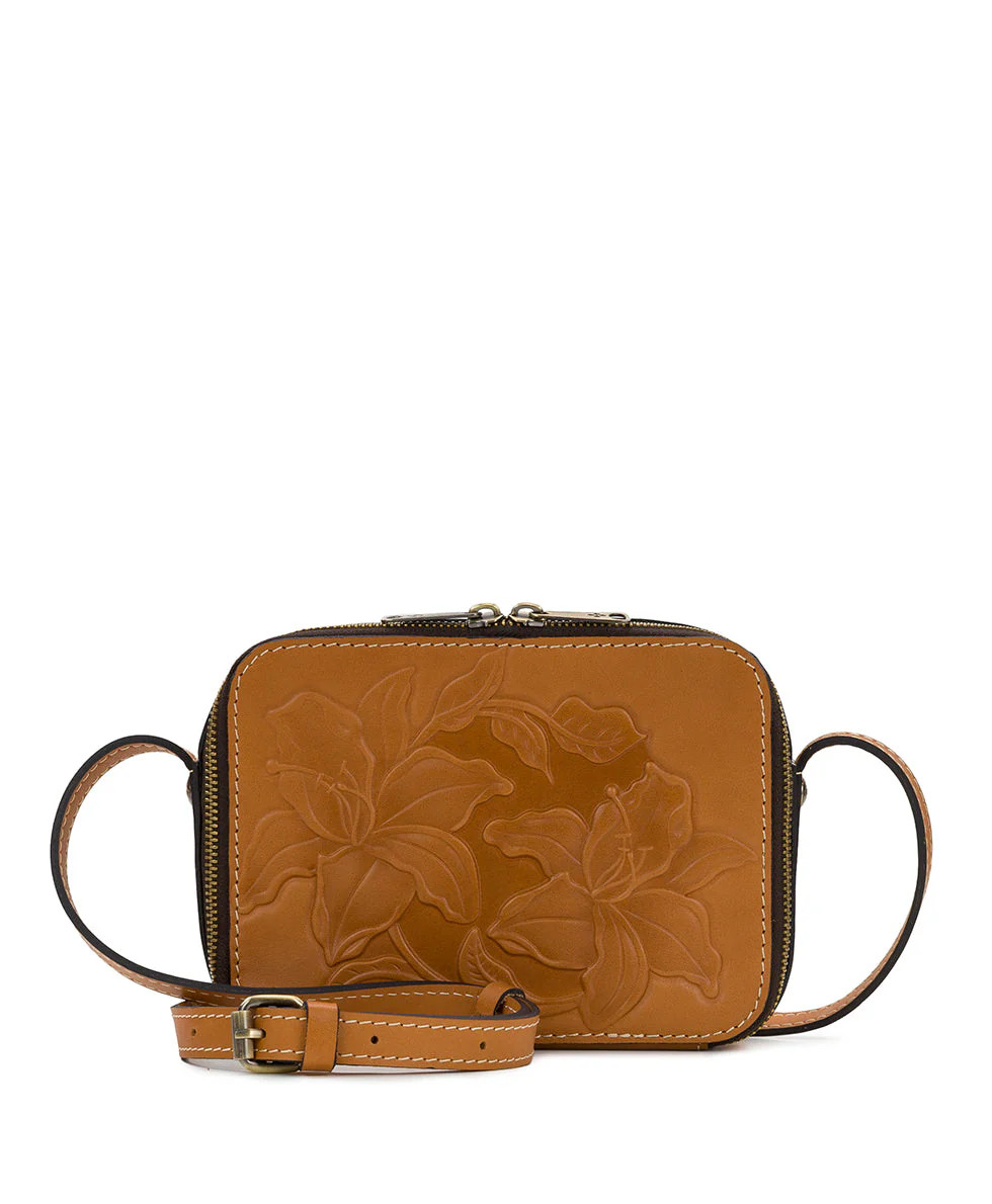 Rimini Double Zip Box Crossbody 
         Vintage Parisian Floral Tooled | Patricia Nash Designs