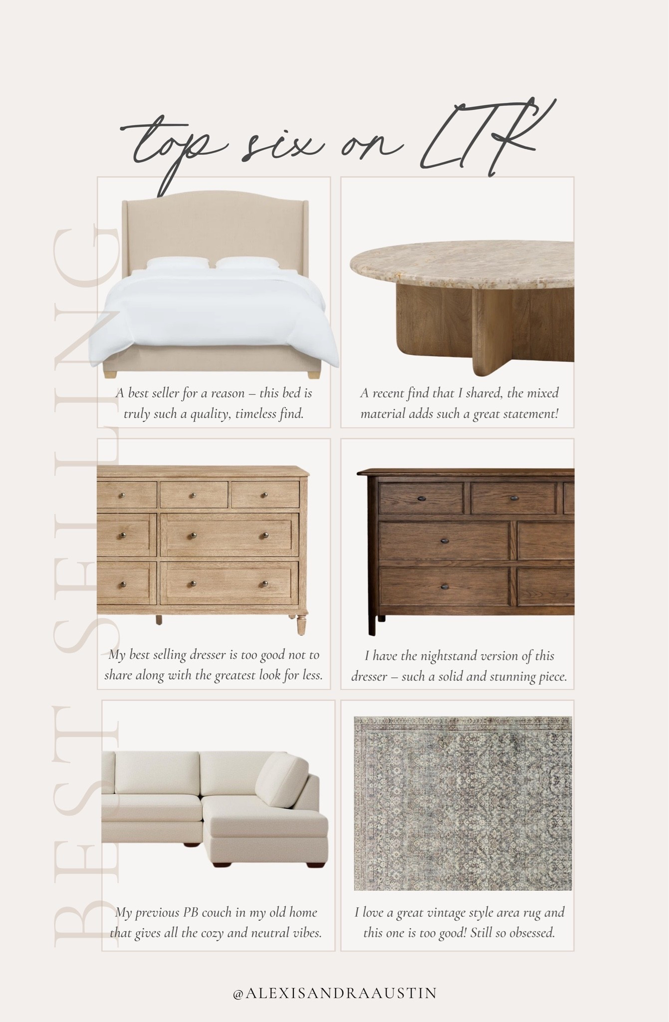 This week’s top six best sellers on LTK! From home favorites to new seasonal finds, create a space you’ll love this season with quality finds.

Home finds, neutral home inspo, furniture favorites, neutral wood tones, bedroom refresh, fall refresh, collected style, upholstered bed frame, linen bed, marble coffee table, two tone coffee table, dresser details, cozy sofa, vintage style area rug, Wayfair, Pottery Barn style, Birch Lane, Galey Alix, shop the look!

#LTKSeasonal #LTKHome