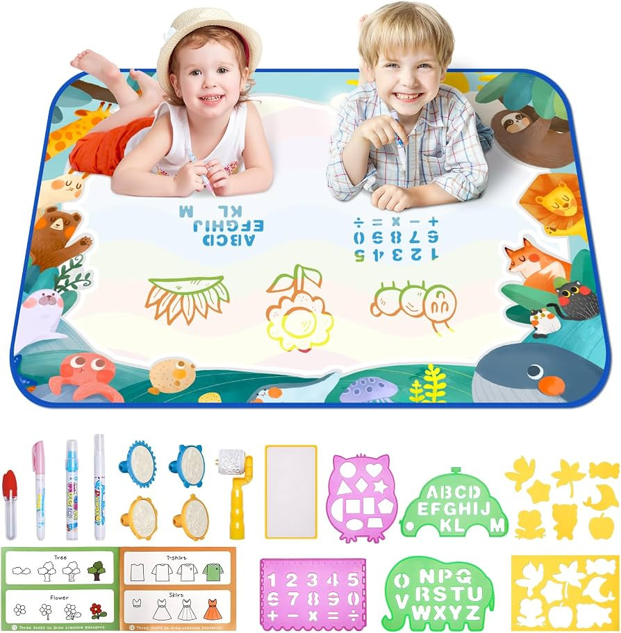 bemece Large Water Doodle Mat 40''X32'',Aqua Painting Drawing Mat Mess Free Learning Toy Mat,Earl... | Amazon (US)