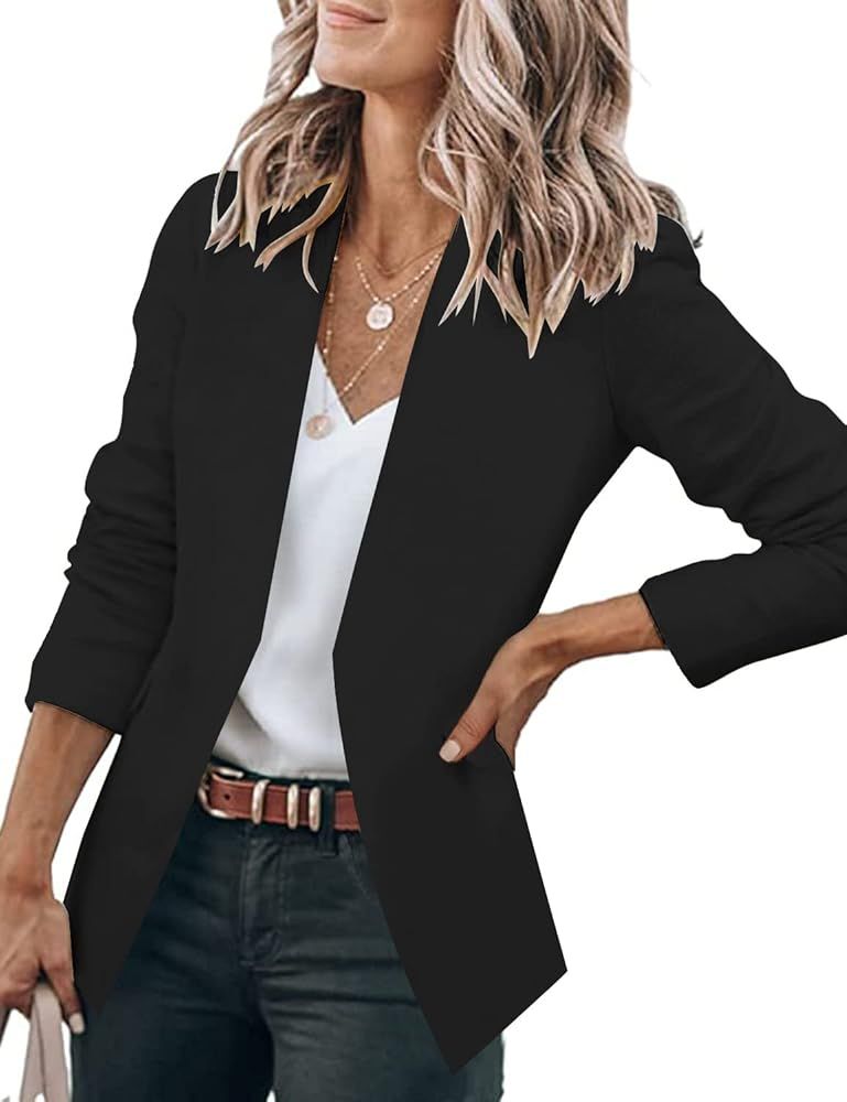 GRAPENT Women's Open Front Business Casual Pockets Work Office Blazer Jacket Suit | Amazon (US)