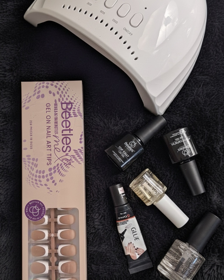 Beetles Short Square French Tip press on nails are my go to!!! The only products not pictured are nail primer and dehydrator. 

#LTKdayinmylife #LTKselfcare #LTKBeauty