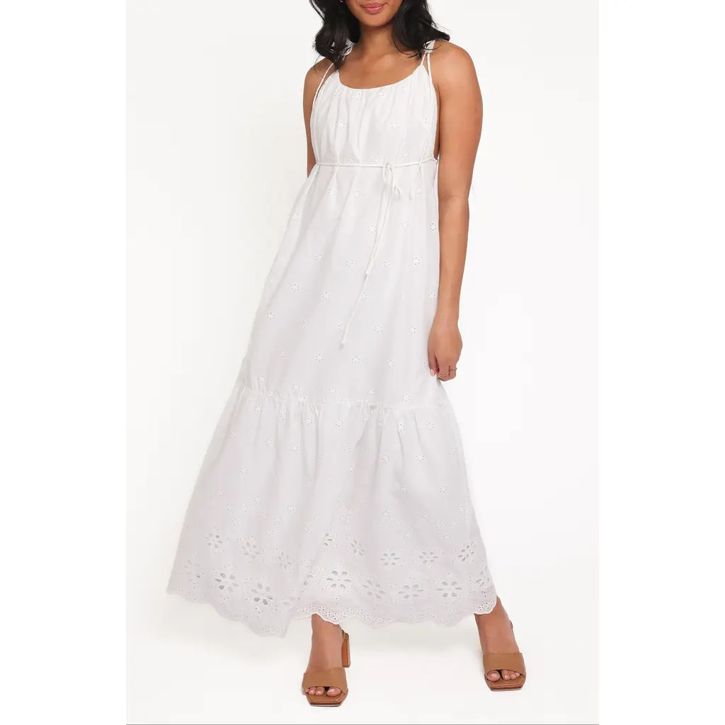 Petal & Pup Sharlice Eyelet Cotton Maxi Dress in White at Nordstrom, Size Medium | Nordstrom