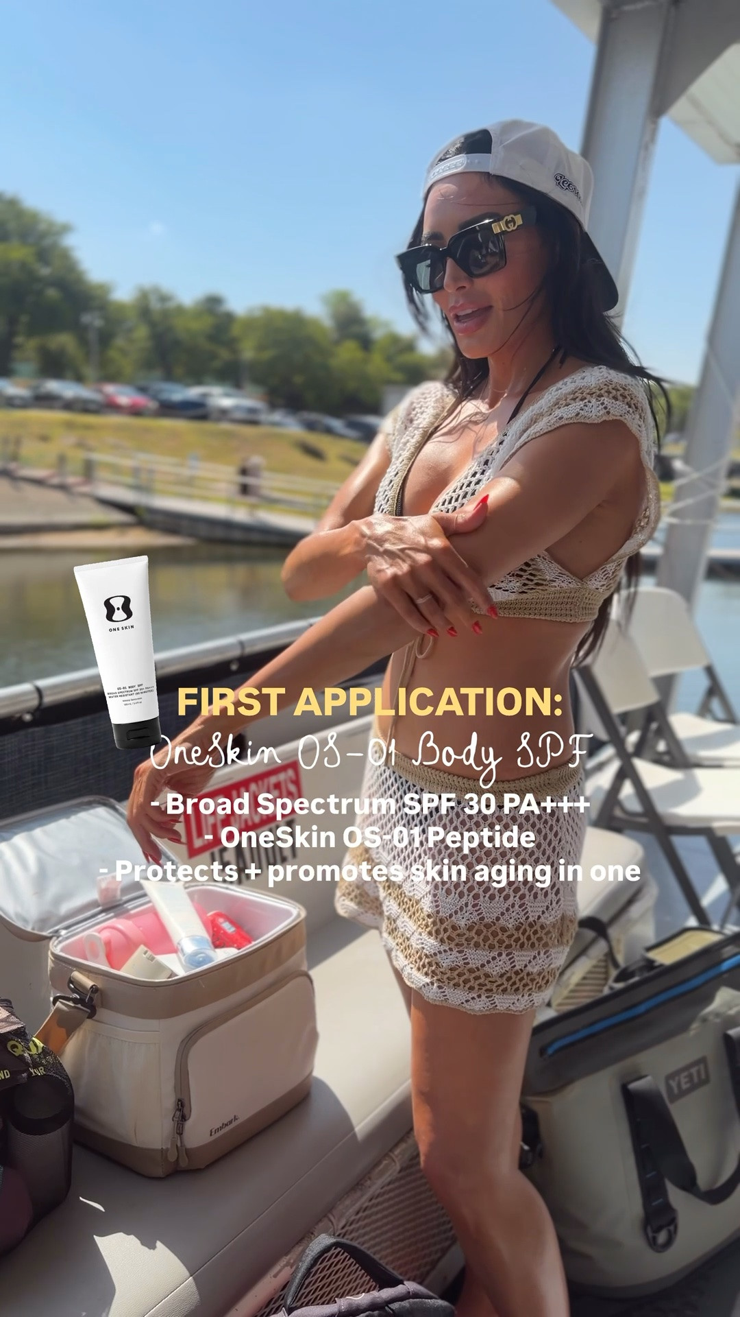 Prioritizing my anti-aging and having a good time ☀️💛

@oneskin.co @abib.global @vacationinc 

#oneskinambassador #spf #skincareroutine 
#antiagingskincare #peptides

#LTKBeauty #LTKSwim #LTKselfcare