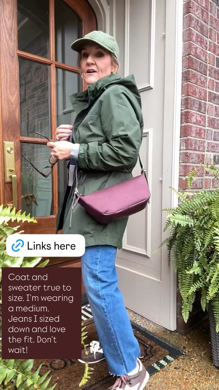 Coat and sweater true to size. I’m wearing a medium. Jeans I sized down and love the fit. Don’t wait!