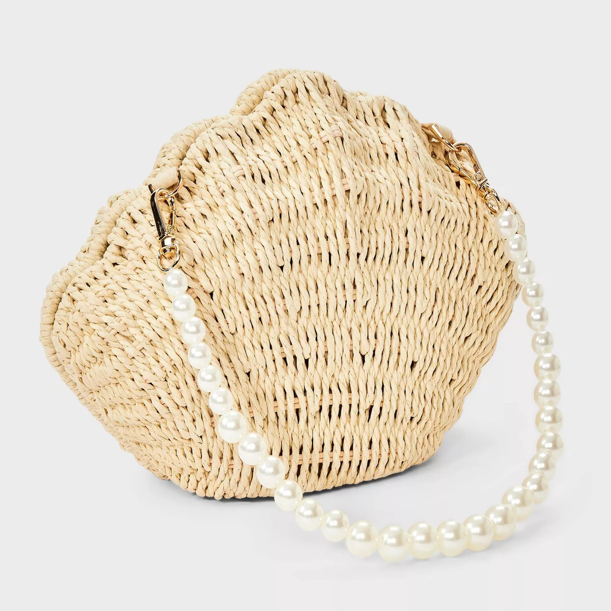 Straw Clamshell Clutch Handbag - A New Day™ Light Beige | Target