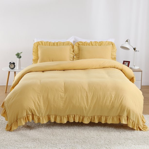Juiluna Polyester ruffled quilt cover 3-piece set | Walmart (US)