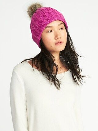 Faux-Fur Pom-Pom Beanie for Women | Old Navy US