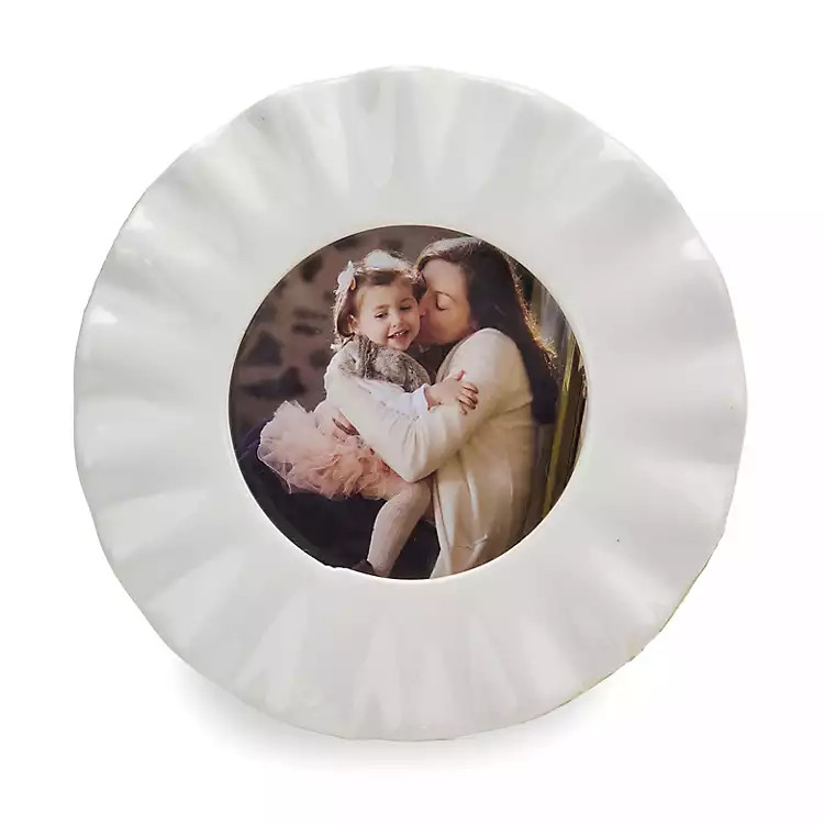 New! Round White Wavy Ceramic Picture Frame | Kirklands