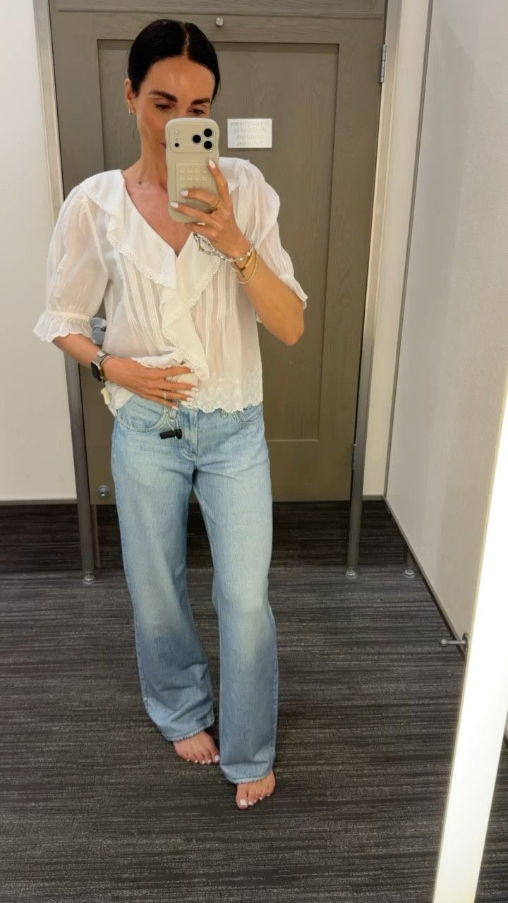 Sweatpant jeans, size down, comfy jeans, spring outfit, white top, white blouse, anna monteiro, annabrstyle

#LTKOver40
