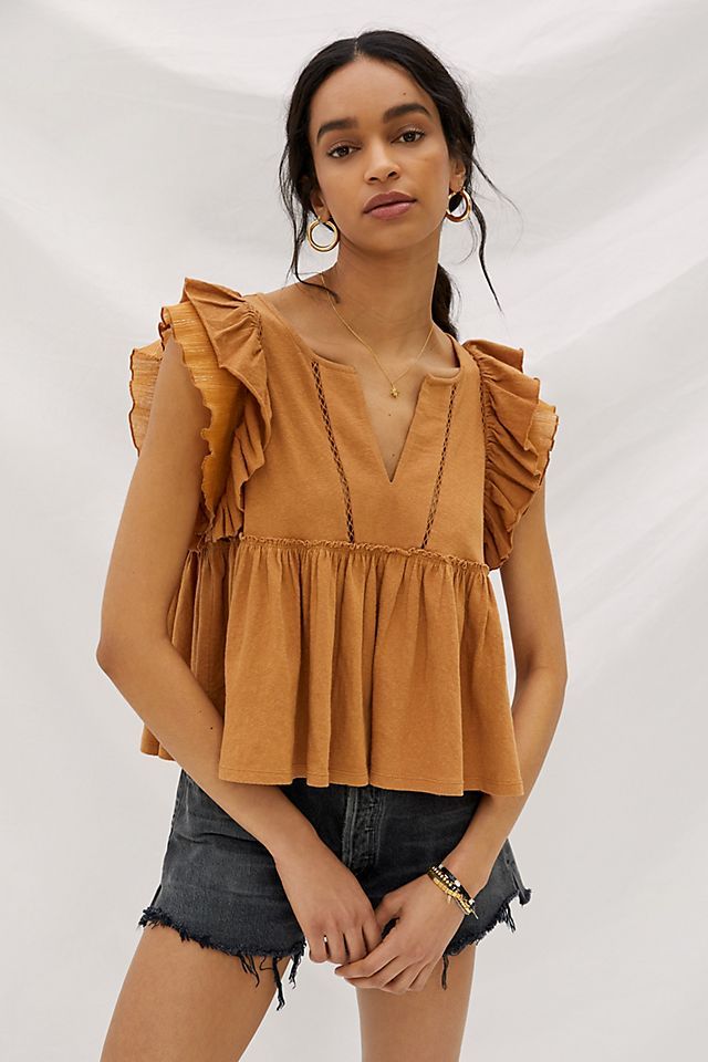 Caroline Ruffled Babydoll Top | Anthropologie (US)