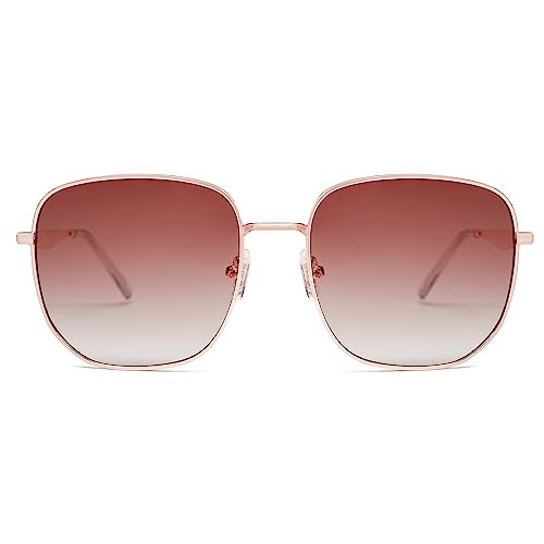 SOJOS Trendy Square Sunglasses for Women Men Retro Metal Frame Sun Glasses Classic Shades UV Protection SJ1206 Rose Gold/Pink Lens | Amazon (US)