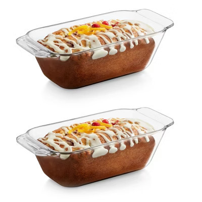 Libbey Baker’s Premium Glass Loaf Baking Dish Set of 2, Stackable Bakeware with GreatGrip Handles, Durable Glass Bread Pans | Target