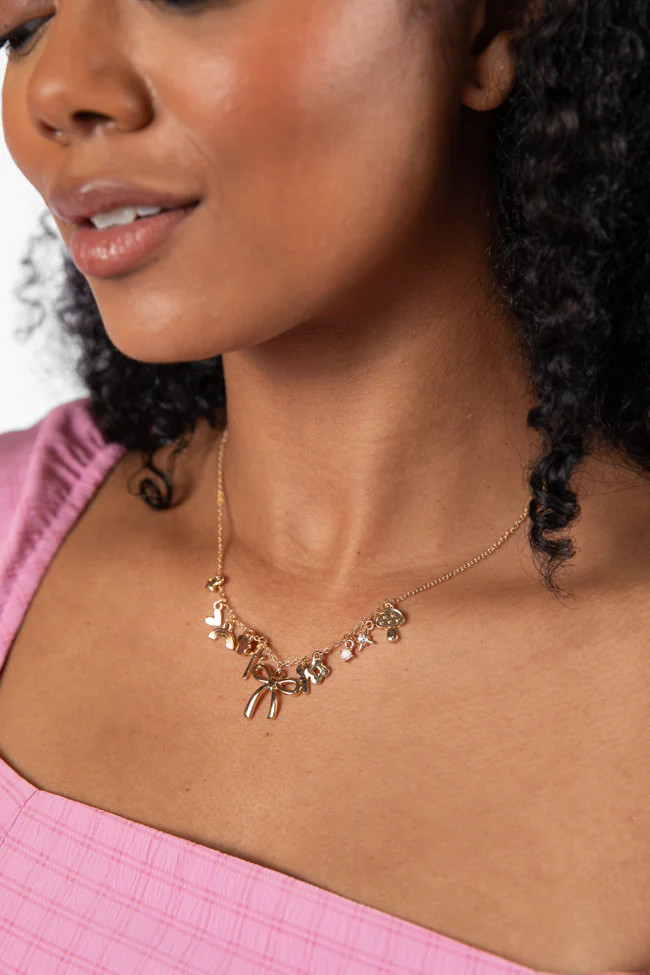 Bow Charm Necklace | Pink Lily
