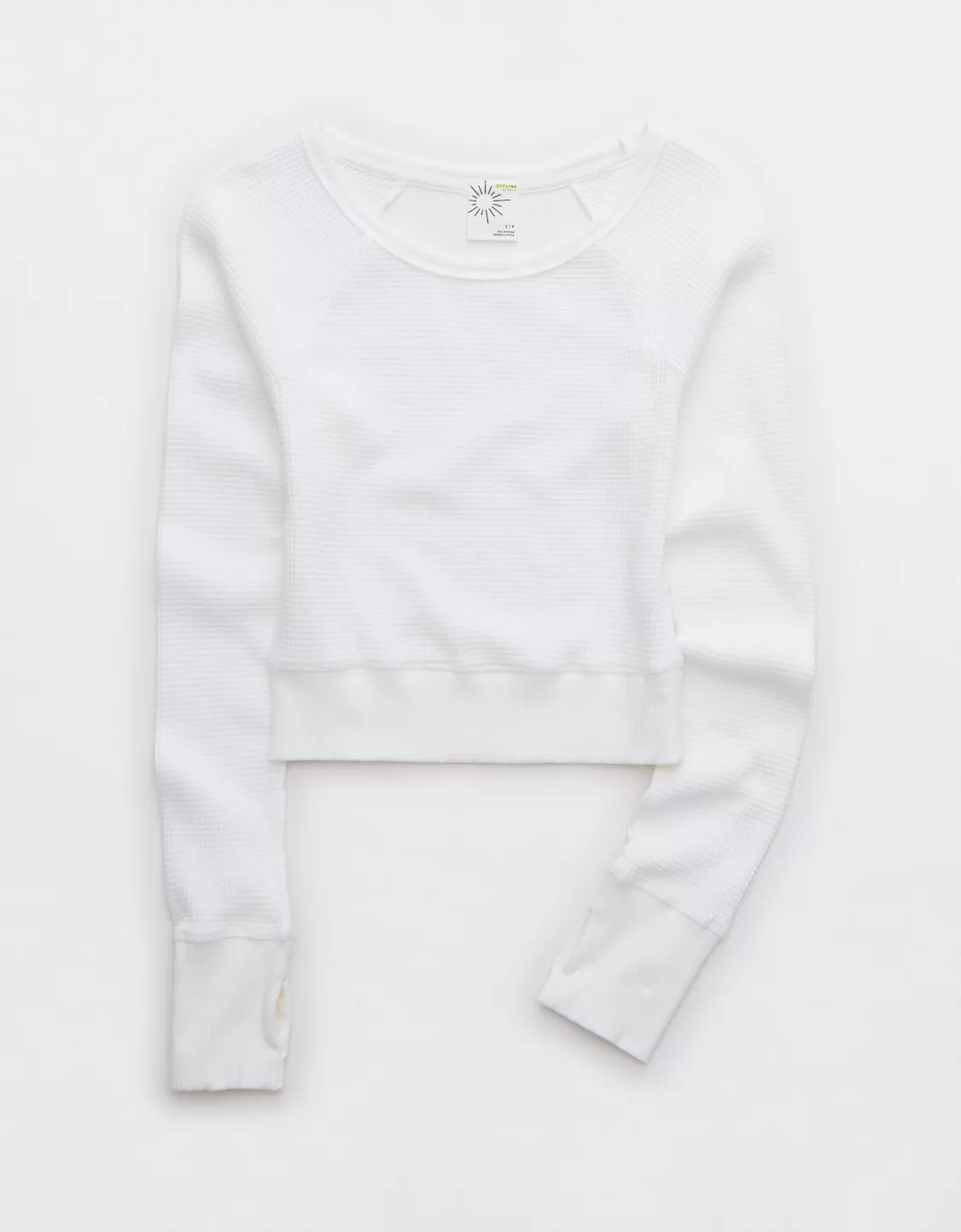 OFFLINE By Aerie Wow! Waffle Open Neck Cropped T-Shirt | American Eagle Outfitters (US & CA)