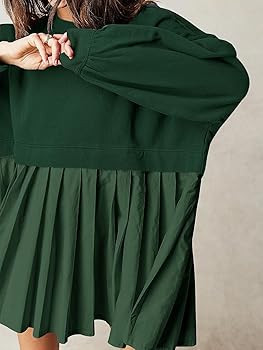 Dokuritu Sweatshirt Dress Women Crew Neck Long Sleeve Patchwork Pullover Tops Flowy Oversized Swe... | Amazon (US)