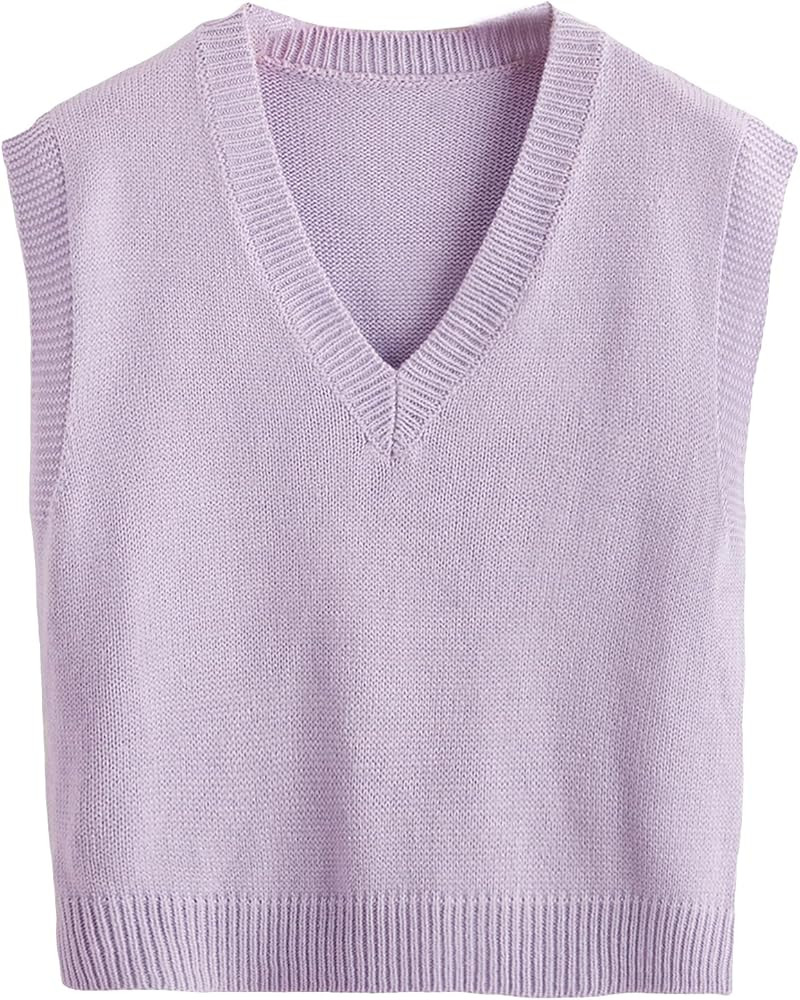 SOLY HUX Women's Sleeveless V Neck Sweater Vest Trendy Pullover Knitwear Tank Tops | Amazon (US)