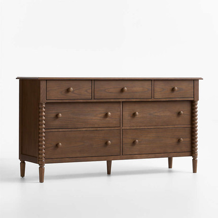 Click for more info about Jenny Lind 62" Deep Brown Wood Extra Wide 7-Drawer Kids Dresser + Reviews | Crate & Kids