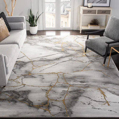 Swindle Abstract Grey/Gold Area Rug | Wayfair North America