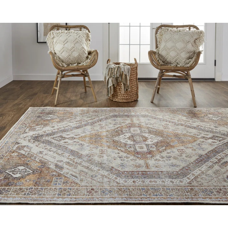 Vincenta Machine Woven Brown/Ivory/Gray Rug | Wayfair North America
