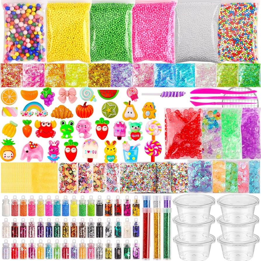 Slime Making Kit Supplies, 163 Pack Slime Mix Ins Accessories Slime Add Ins Foam Glitter Slimes C... | Amazon (US)
