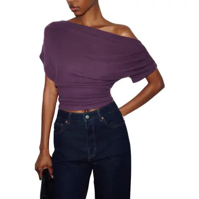 Reformation Iris One-Shoulder Knit Top in Crushed Violet at Nordstrom, Size Medium | Nordstrom
