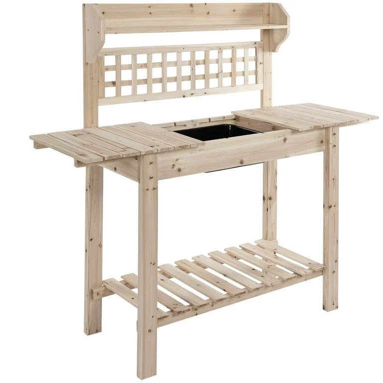 Outsunny 39'' Wooden Garden Potting Bench Work Table with Hidden Storage, Sliding Tabletop, Below... | Walmart (US)