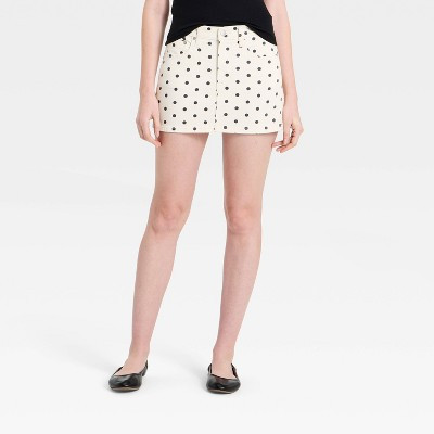 Women's Polka Dot Mini Denim Skirt - Universal Thread™ White 8 | Target