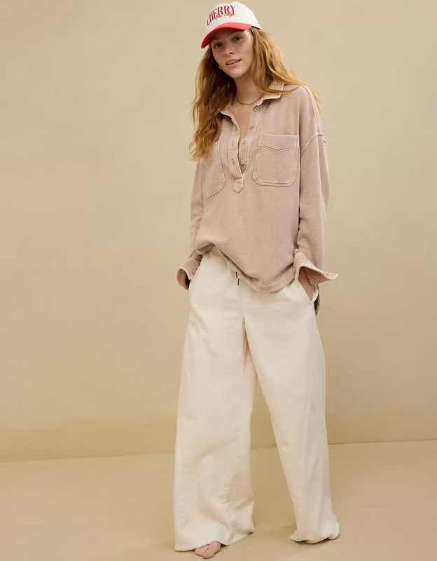 Aerie Popover Polo Sweatshirt | American Eagle Outfitters (US & CA)
