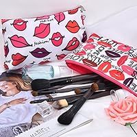 Waterproof Makeup Bags For Women Lips Printing Girls Travel Cute Small Cosmetic Bag (2pack) | Amazon (US)