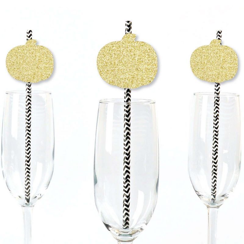 Big Dot of Happiness Gold Glitter Pumpkin Party Straws - No-Mess Real Glitter Cut-Outs & Decorati... | Target