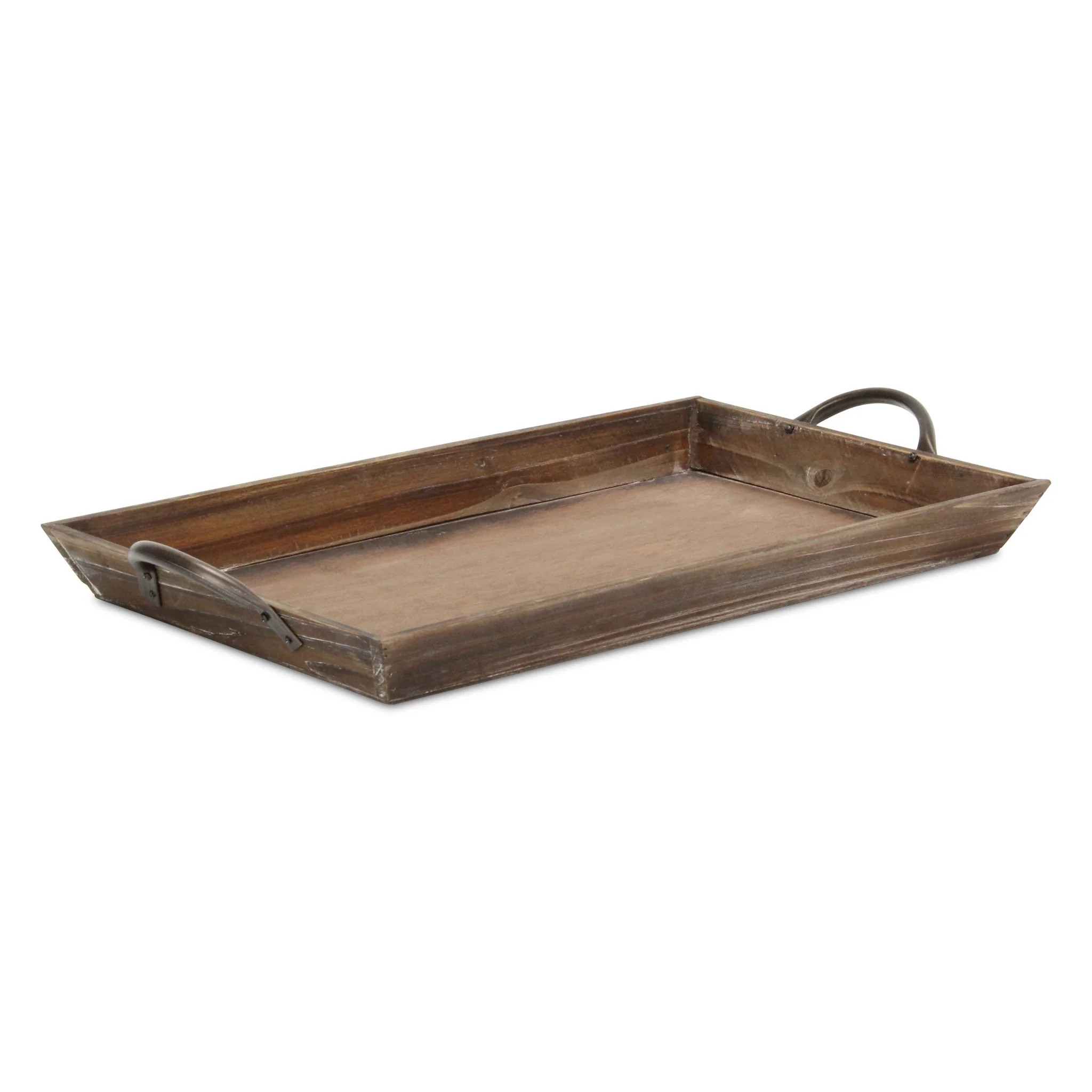 Wooden Serving Tray with Metal Handles | Shop Simon