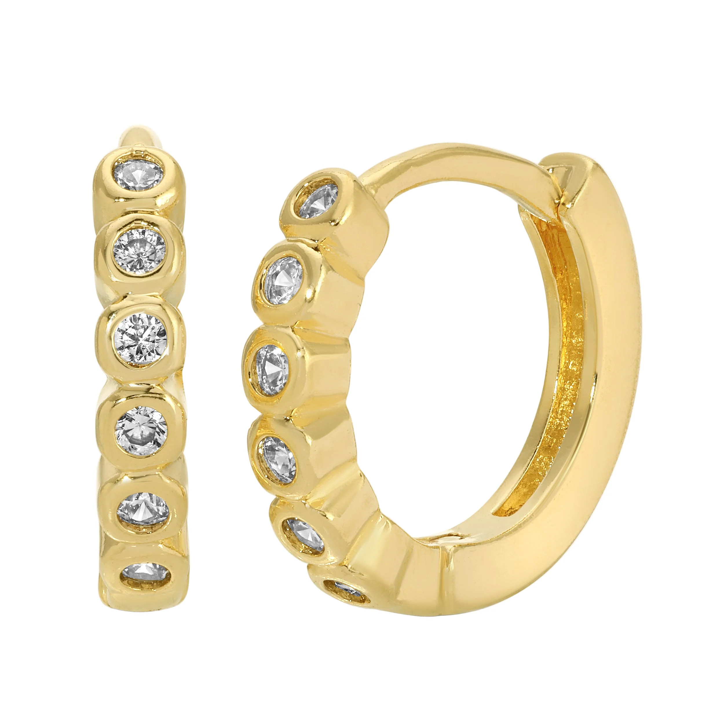 Kate Classic CZ Bezel Huggie - gold | Joy Dravecky Jewelry