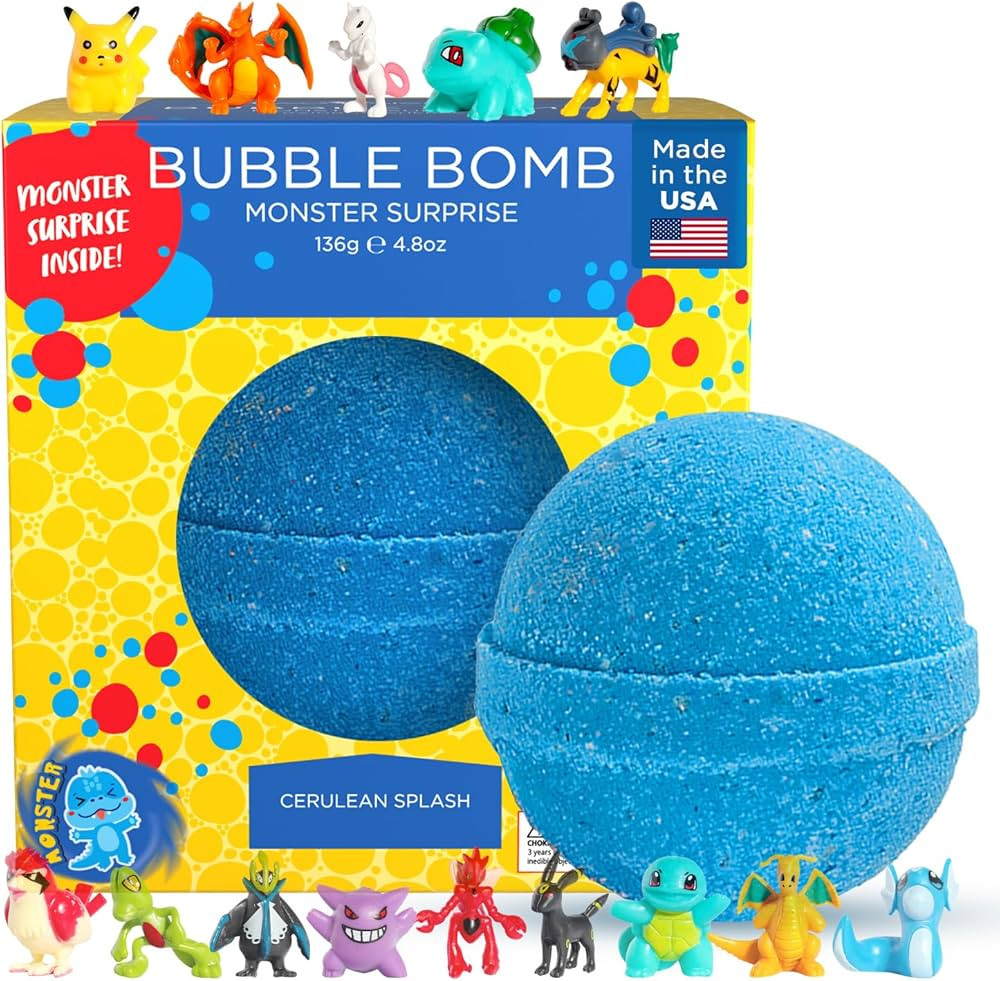 Poke Monster Bath Bomb for Kids with Surprise Toys Inside (1 Pack) - Large Bubble Bath Bombs for ... | Amazon (US)