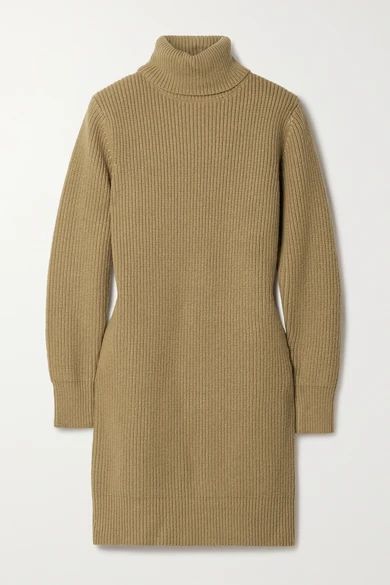 MICHAEL Michael Kors - Ribbed-knit Turtleneck Mini Dress - Tan | NET-A-PORTER (US)