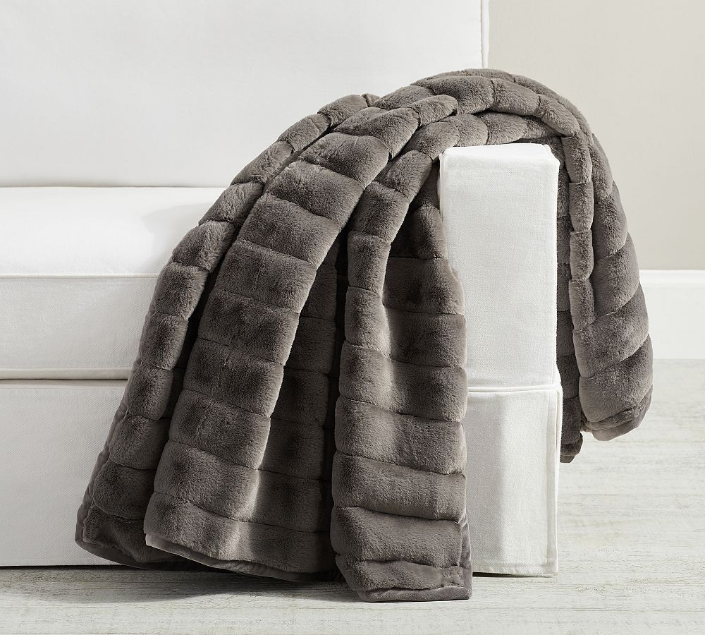 Faux Fur Channel Throw | Pottery Barn (US)