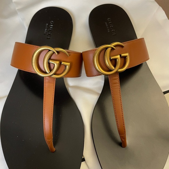 Gucci Brown and Gold Sandals | Poshmark