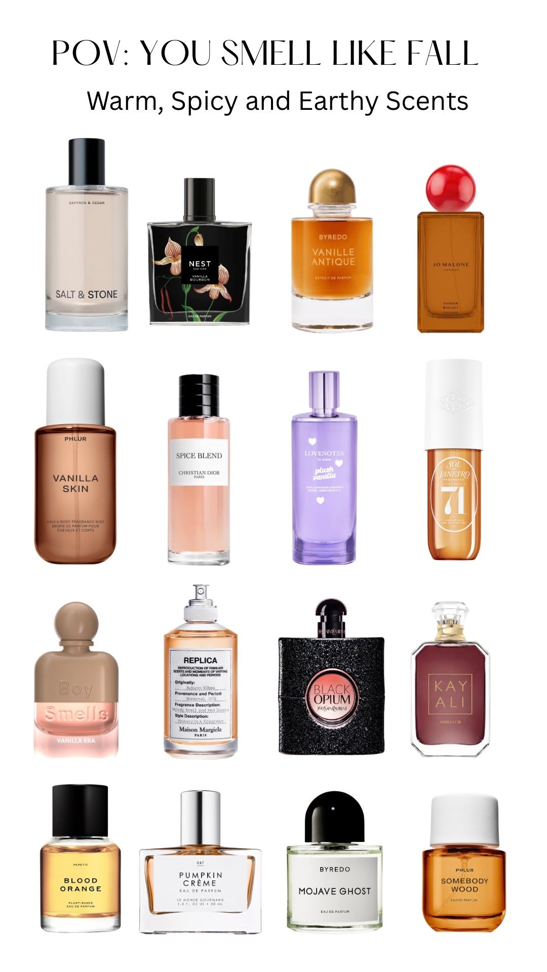 Fall scents: warm, spicy and earthy scents 
#perfume #fall #fallscent #vanilla #fragrance #autumn #warm #spicy 

#LTKSeasonal #LTKFindsUnder50 #LTKBeauty