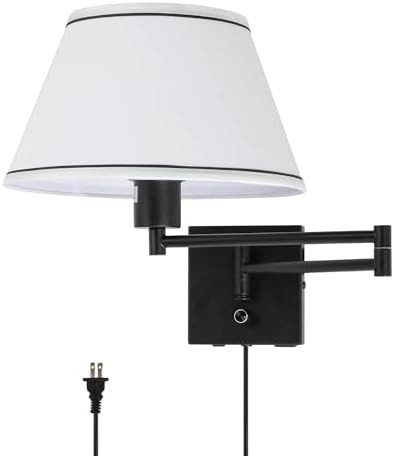 Swing Arm Wall Sconce Plug in/Wall Mount,17”Wall Lamp Plug in with Type-C and USB Port,Dimmable... | Amazon (US)