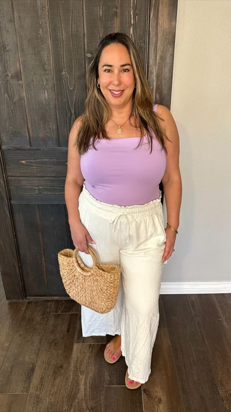 The body suit, high waisted shapewear underwear paired with the wide leg linen style pants are really figure flattering. I was a size 16 and got XXL in the top, pants, and underwear.
#affordablestyle #midsizeoutfit #amazonfinds

#LTKSeasonal #LTKstyletip #LTKitbag