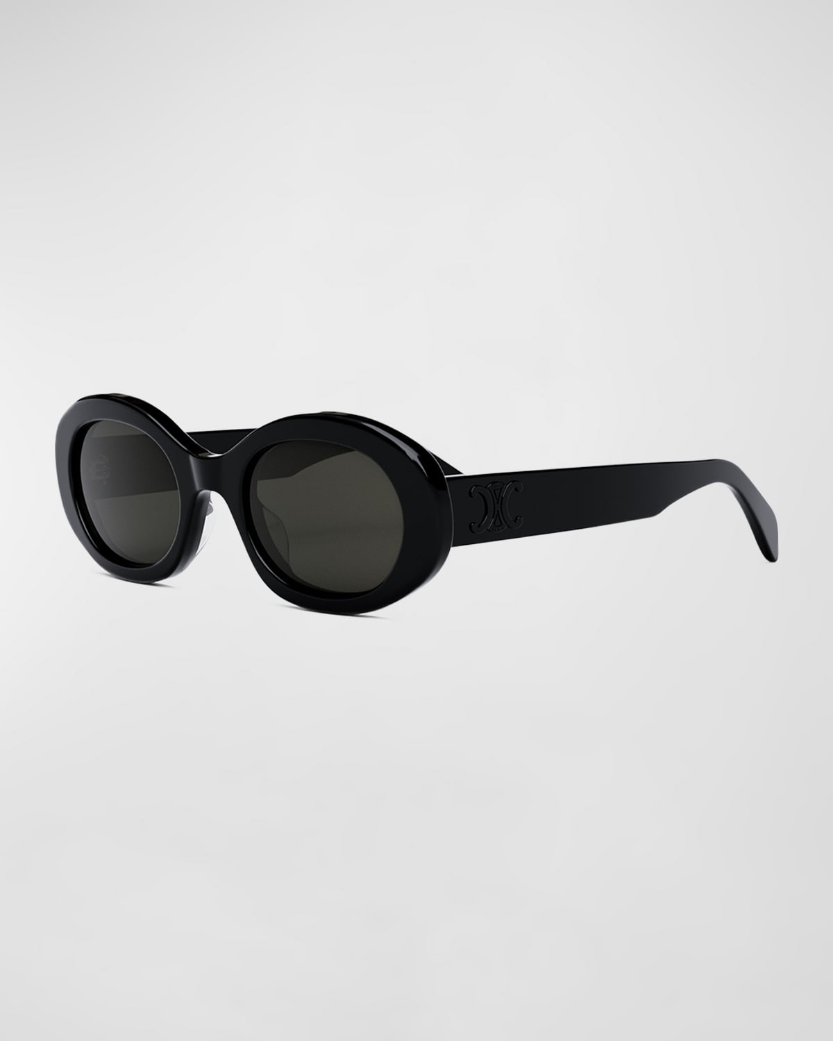 Triomphe Logo Oval Acetate Sunglasses | Neiman Marcus