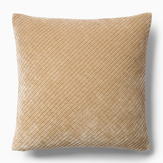 Corded Bias Velvet Pillow Cover, 20x20, Camel | West Elm (US)