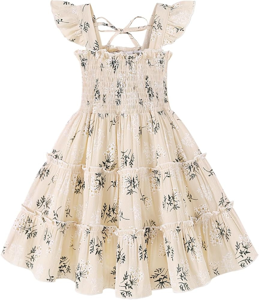 YOUNGER TREE Toddler Girl Dress Baby Girls Summer Clothes Ruffle Sleeve Floral Smock Beach Boho D... | Amazon (US)