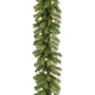 The Holiday Aisle® Fresh Feel Real Pre-Lit Garland with 50 Clear/White Lights | Wayfair North America