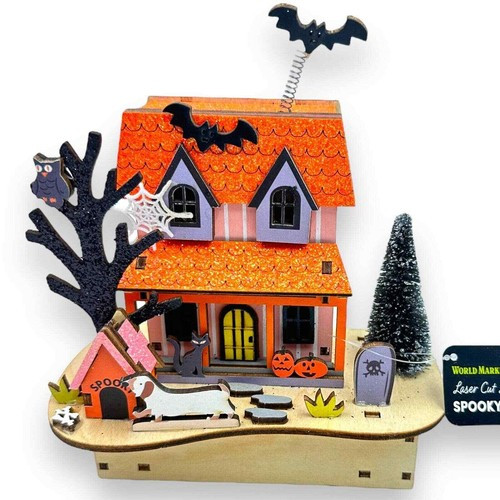 New 2023 World Market Halloween Village Wood Light up Haunted Dog House Retro  | eBay | eBay US