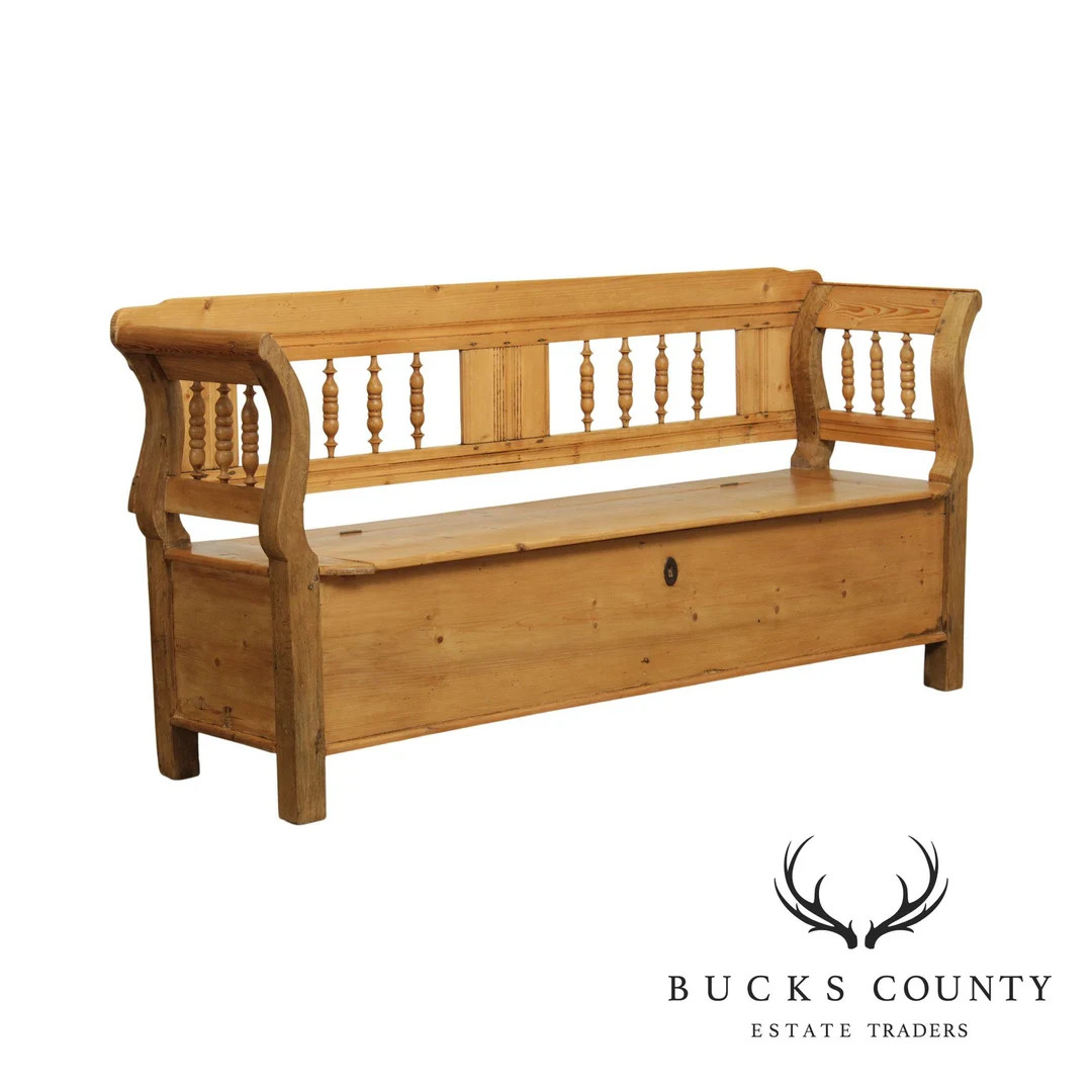 Antique 19th Century Swedish Pine Bench With Storage - Etsy | Etsy (US)