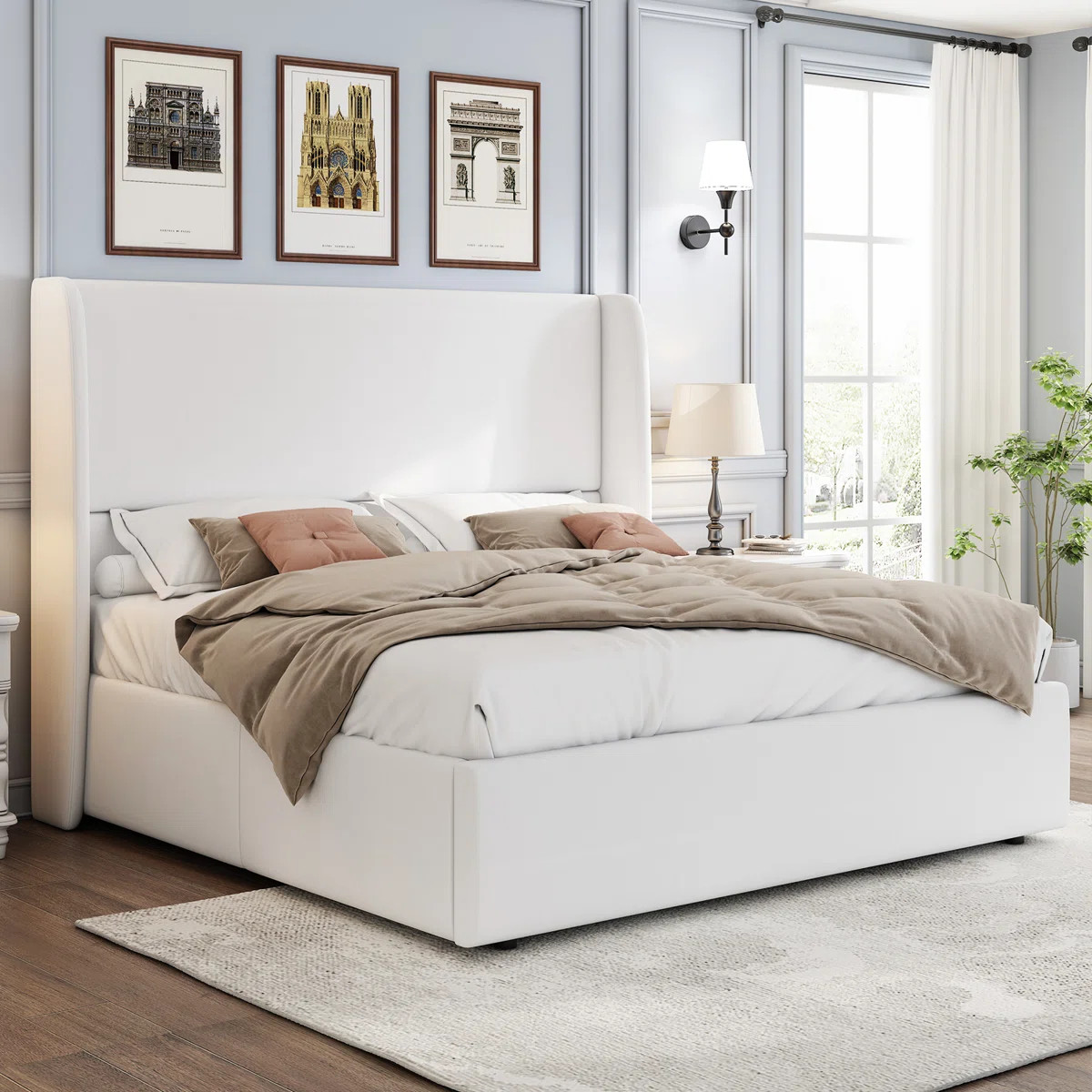 Upholstered Lift-Up Storage Bed with Wingback Headboard | Wayfair North America