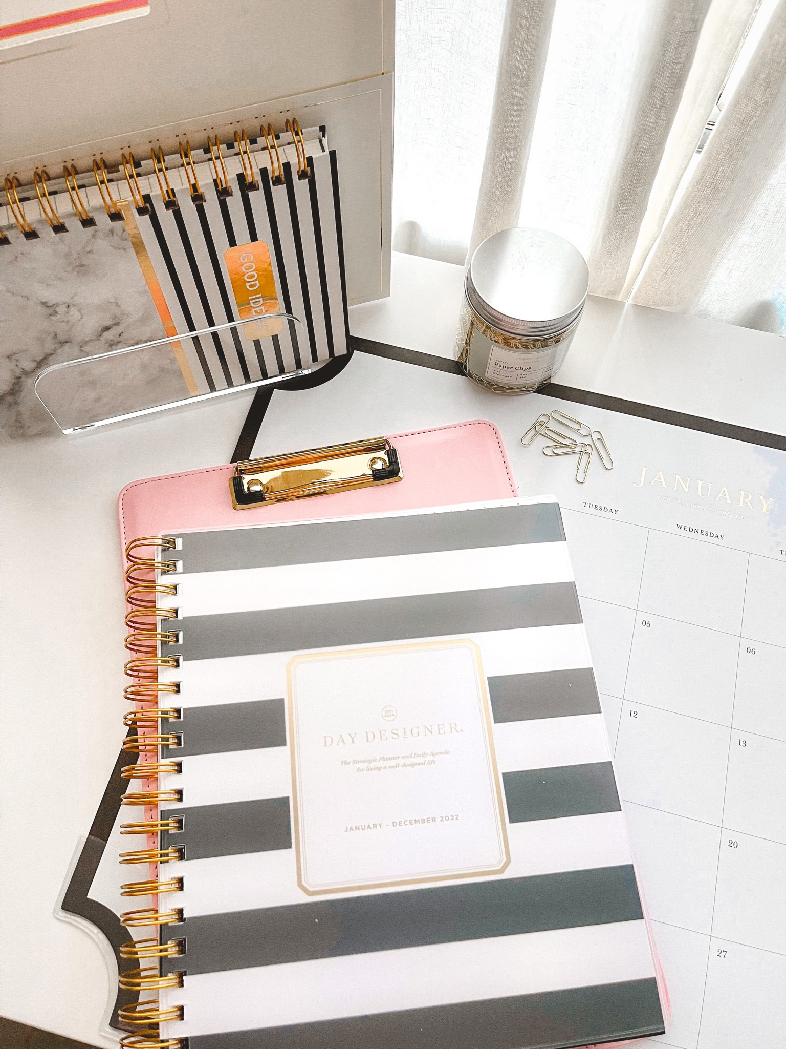 Organized for the New Year! My favorite planner that I buy EVERY single year for the last 5 years. Freshen up the home office with a white desk and cozy chair.

#LTKunder100 #LTKhome #LTKstyletip