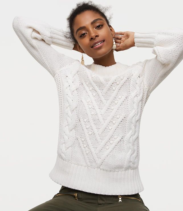 Stitchy Cable Sweater | LOFT