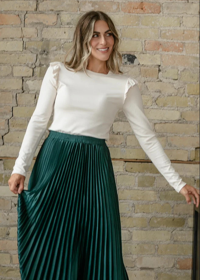 Blue Modest Ruffle Knit Top | Inherit Co. | Inherit Clothing Co.